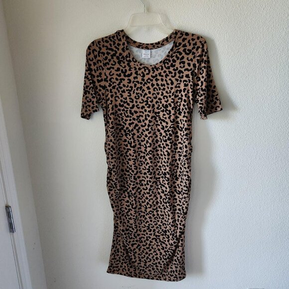 TIME & TRU Leopard Animal Print Maternity Dress NWT Sz S Baby Shower Gifting - Picture 1 of 7